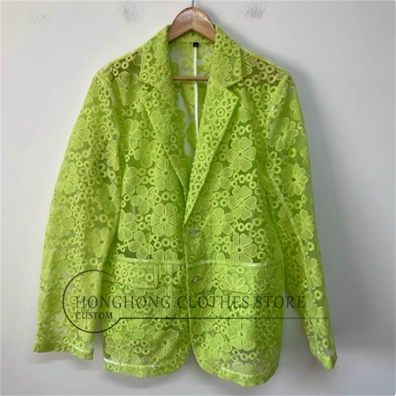 Embroidery Yellow - Floresan sarı ağır nakış transparan organze