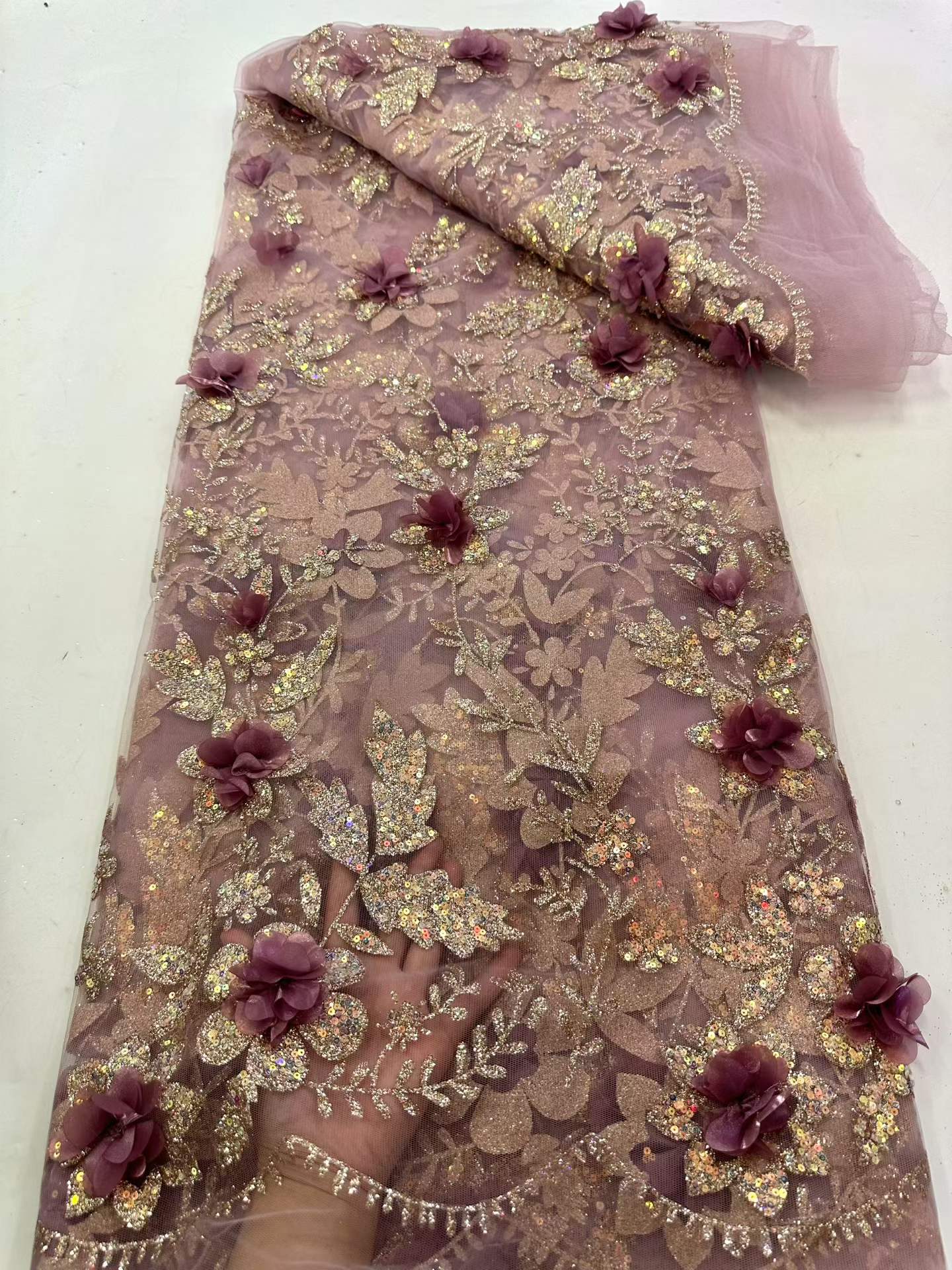 Embroidery Abaya - Afrika Dantel Kumaşı İşlemeli Pullu Nijerya