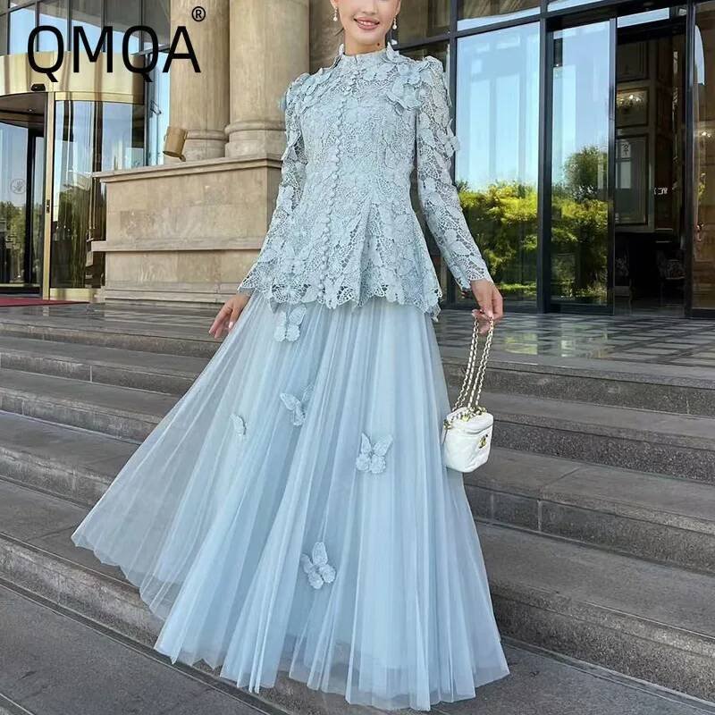 Embroidery Underlay - QMQA Moda kadın Zarif 2 Parça