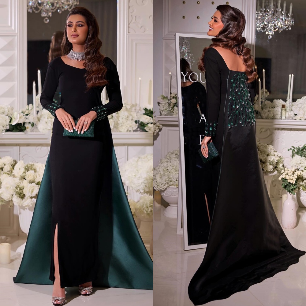 Embroidery Abaya - Özelleştirilmiş Zarif Eşleşen Jersey Boncuk Payetli