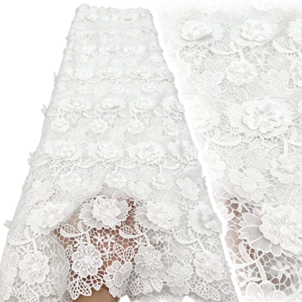 Embroidery Abaya - 3D İşlemeli Gipür Cupion Dantel Cilt
