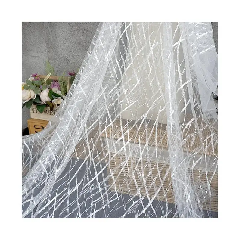 Embroidery Veil - Ağır Payetler Dantel kumaş Çiçek Nakış