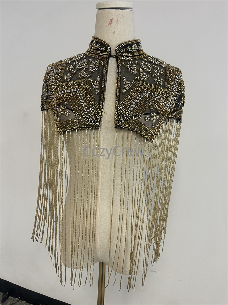 Embroidery Shawl - Retro Lüks Pul Payetli Saçaklı Püsküllü