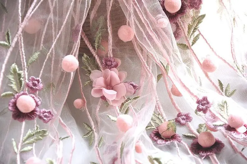 3D şifon çiçek ponpon nakış Da - Embroidery Veil incelemesi ve fiyatı