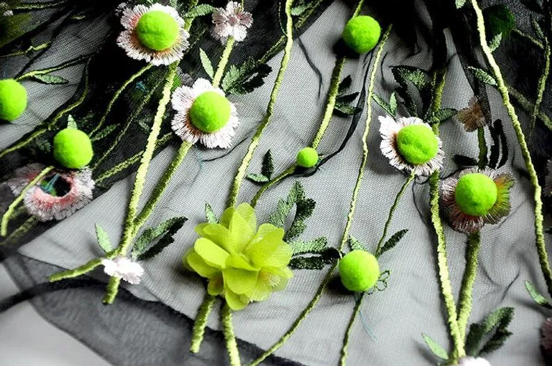 3D şifon çiçek ponpon nakış Da - Embroidery Veil incelemesi ve fiyatı