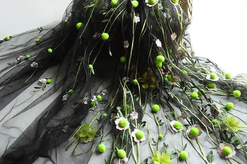 3D şifon çiçek ponpon nakış Da - Embroidery Veil incelemesi ve fiyatı