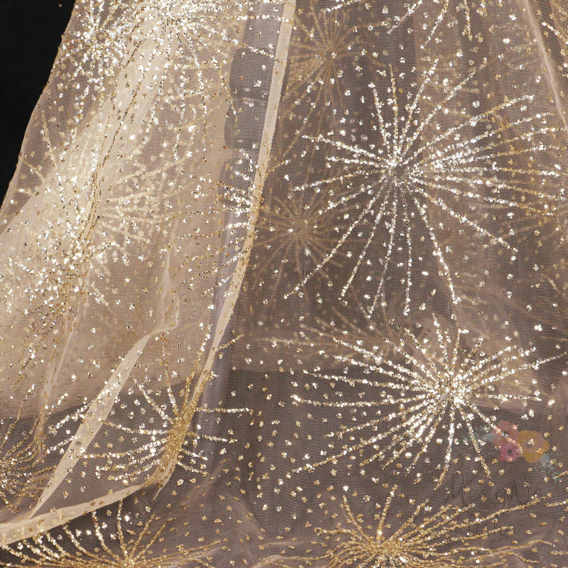 Süslenmiş Tül Kumaş Metalik Al - Embroidery Veil incelemesi ve fiyatı