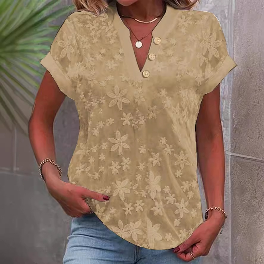 Kadınlar Çiçek Nakışlı V Yaka  - Embroidery Jersey incelemesi ve fiyatı