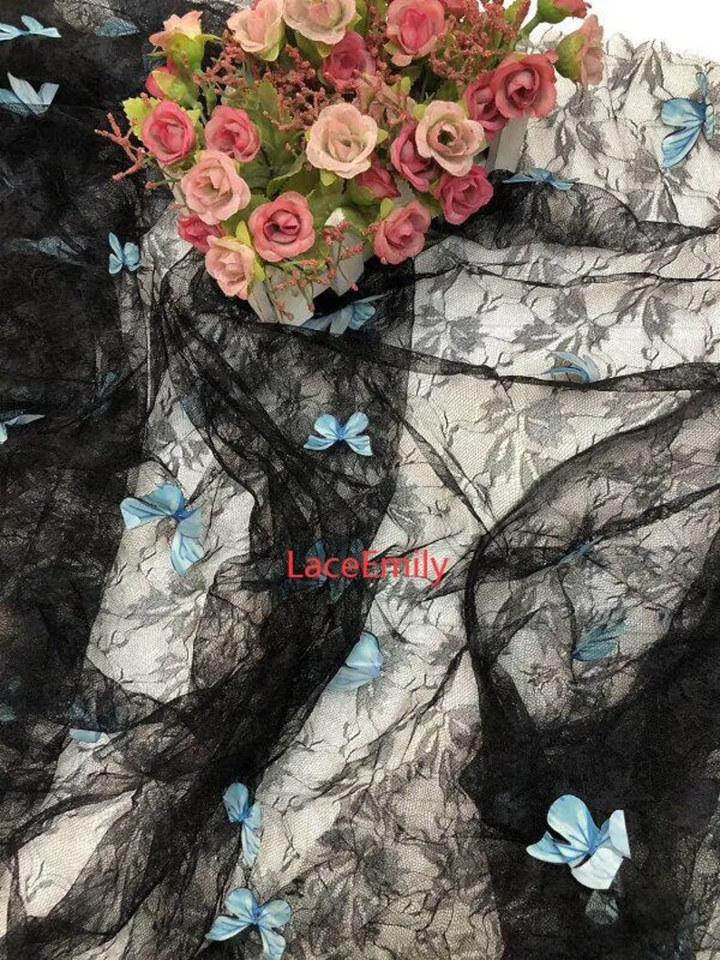 4 Renk 3D kelebek nakış dantel - Embroidery Veil incelemesi ve fiyatı
