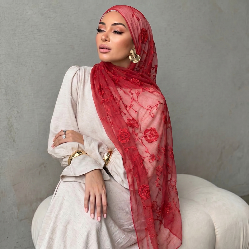 Çiçek Nakışlı Müslüman Başörtü - Embroidery Shawl incelemesi ve fiyatı