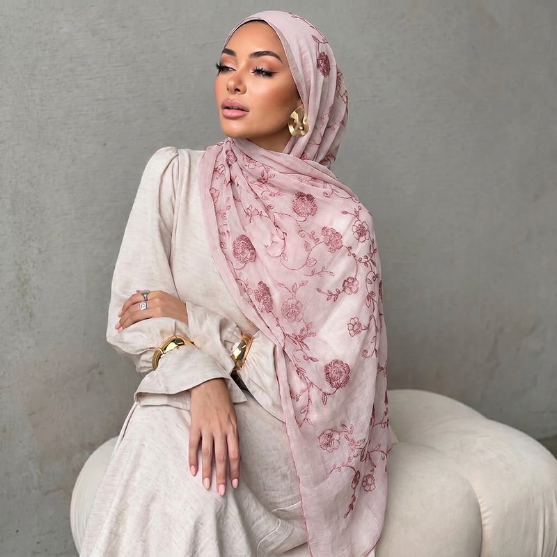 Çiçek Nakışlı Müslüman Başörtü - Embroidery Shawl incelemesi ve fiyatı