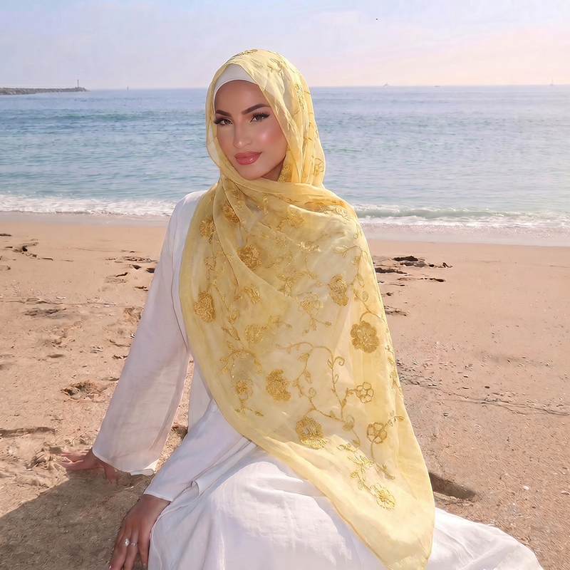 Çiçek Nakışlı Müslüman Başörtü - Embroidery Shawl incelemesi ve fiyatı