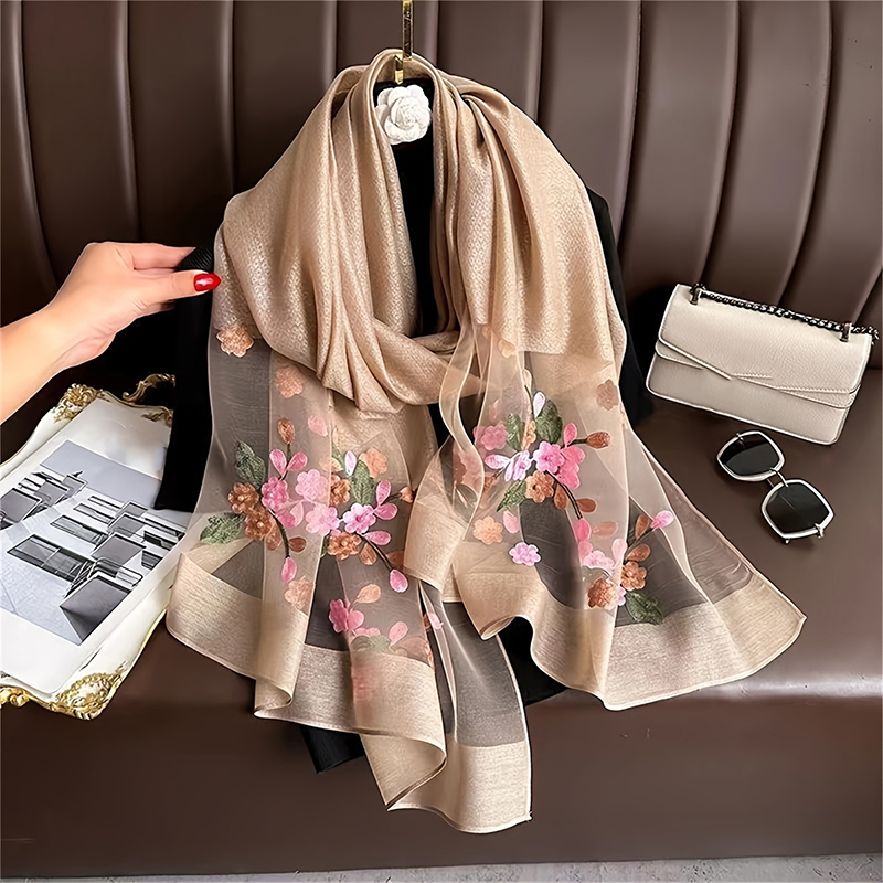 Kadın Ipek Yün Eşarp Çiçek Nak - Embroidery Shawl incelemesi ve fiyatı