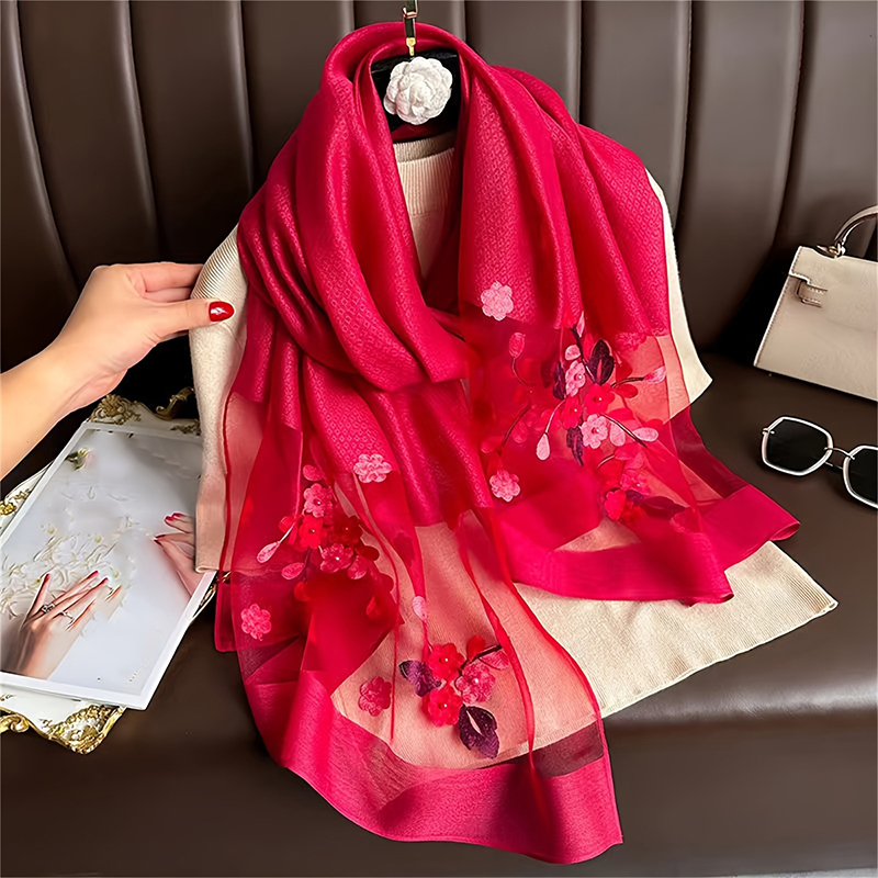 Kadın Ipek Yün Eşarp Çiçek Nak - Embroidery Shawl incelemesi ve fiyatı