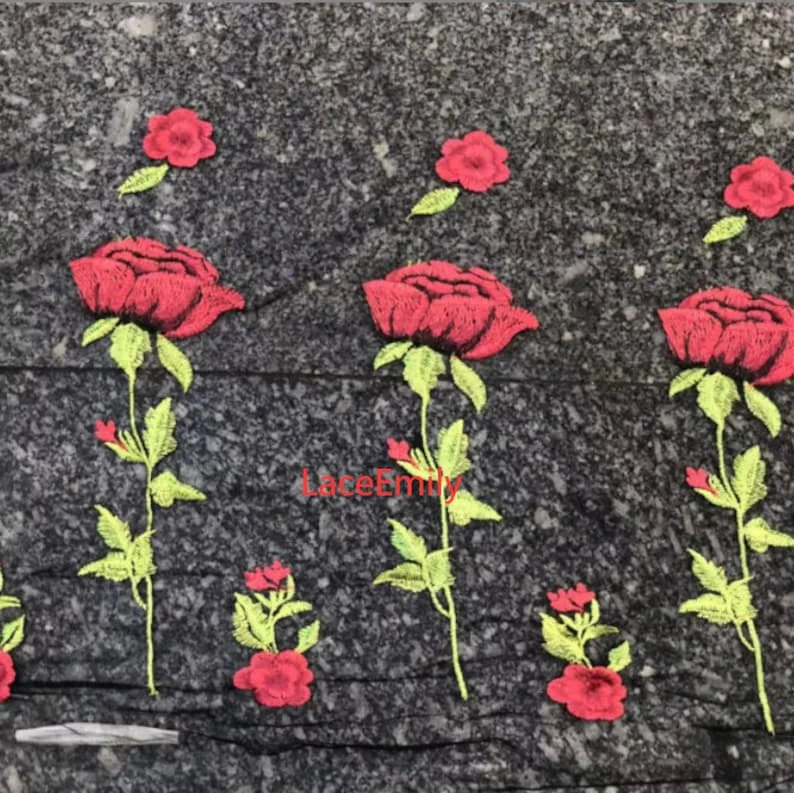 Kırmızı Gül Dantel Kumaş çiçek - Embroidery Veil incelemesi ve fiyatı