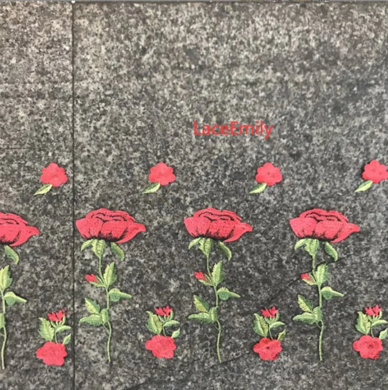 Kırmızı Gül Dantel Kumaş çiçek - Embroidery Veil incelemesi ve fiyatı