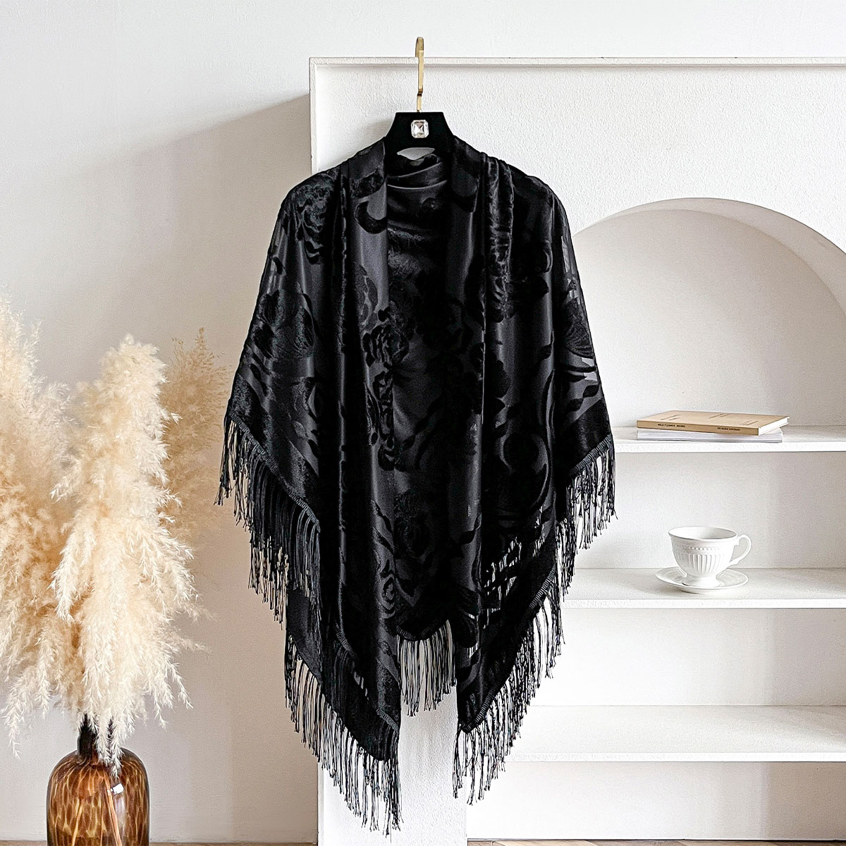 Retro Kadife Püskül Eşarp Çiçe - Embroidery Shawl incelemesi ve fiyatı