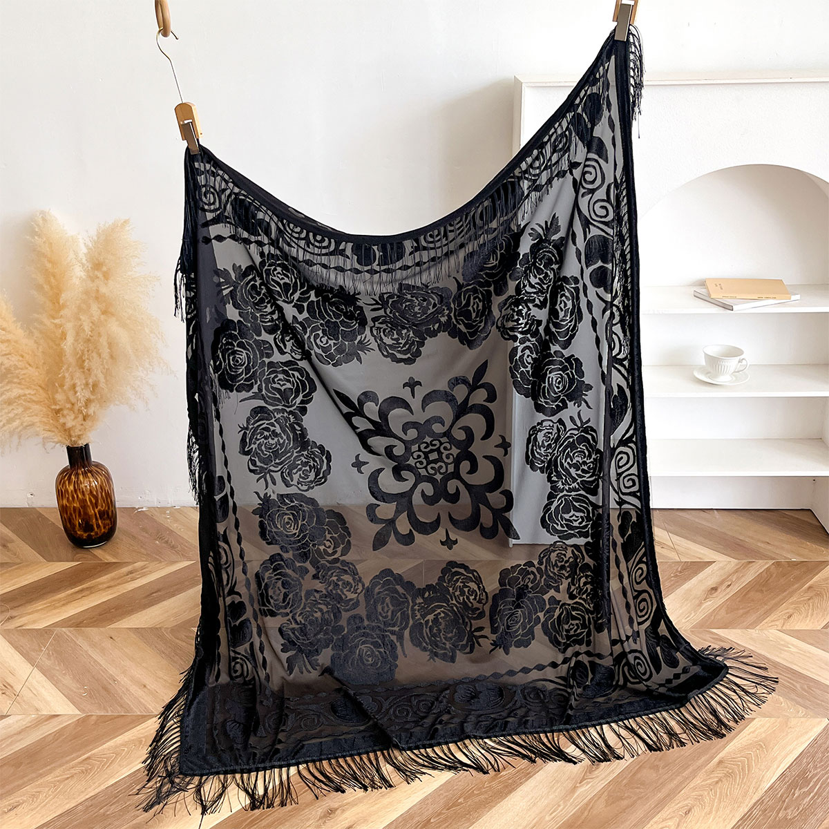 Retro Kadife Püskül Eşarp Çiçe - Embroidery Shawl incelemesi ve fiyatı