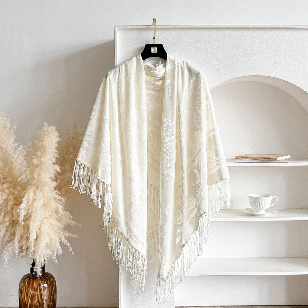 Retro Kadife Püskül Eşarp Çiçe - Embroidery Shawl incelemesi ve fiyatı
